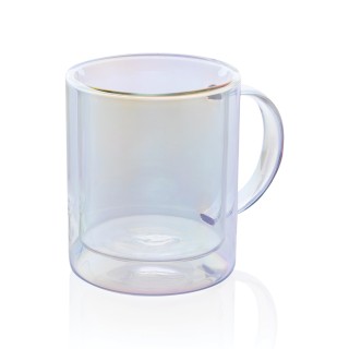 Taza de vidrio doble pared 330 ml publicitaria